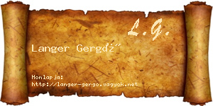 Langer Gergő névjegykártya