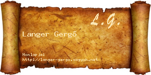 Langer Gergő névjegykártya